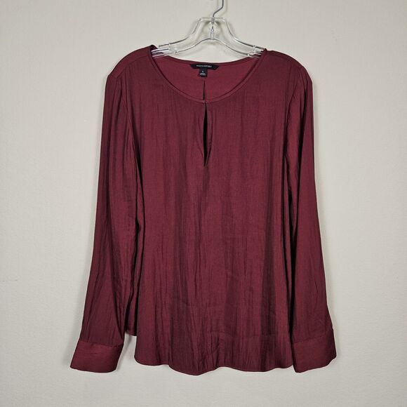 Banana Republic Twill Keyhole Blouse Size Large Brick Red Business Casual Party - Picture 3 of 11